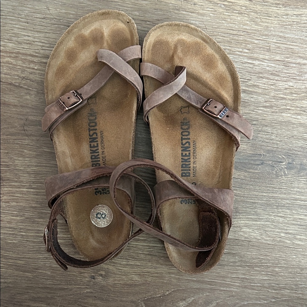 Birkenstock Tan Oiled Leather Cross-Strap Sandals
